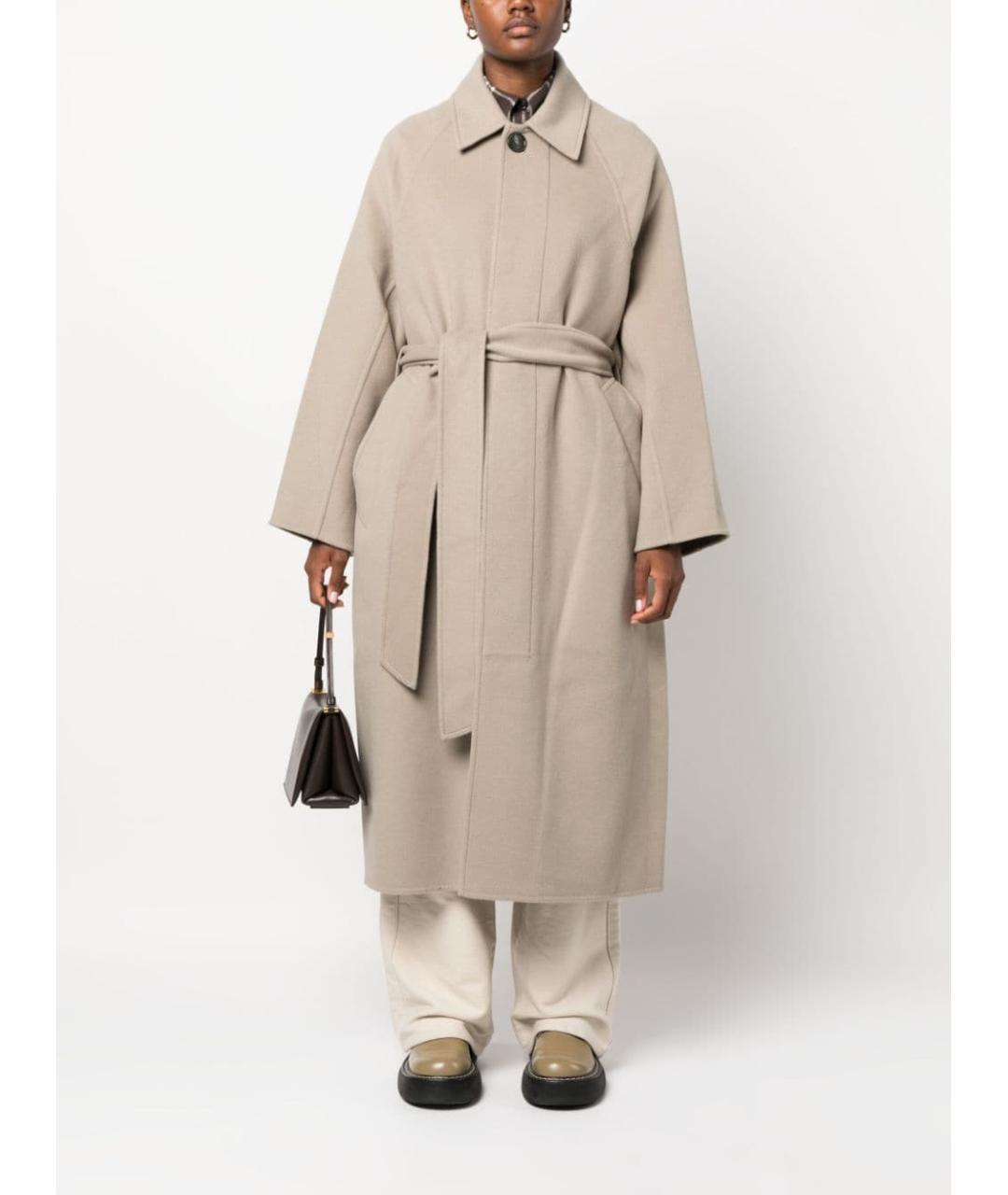 Ami Paris Бежевое шерстяное пальто, фото 4