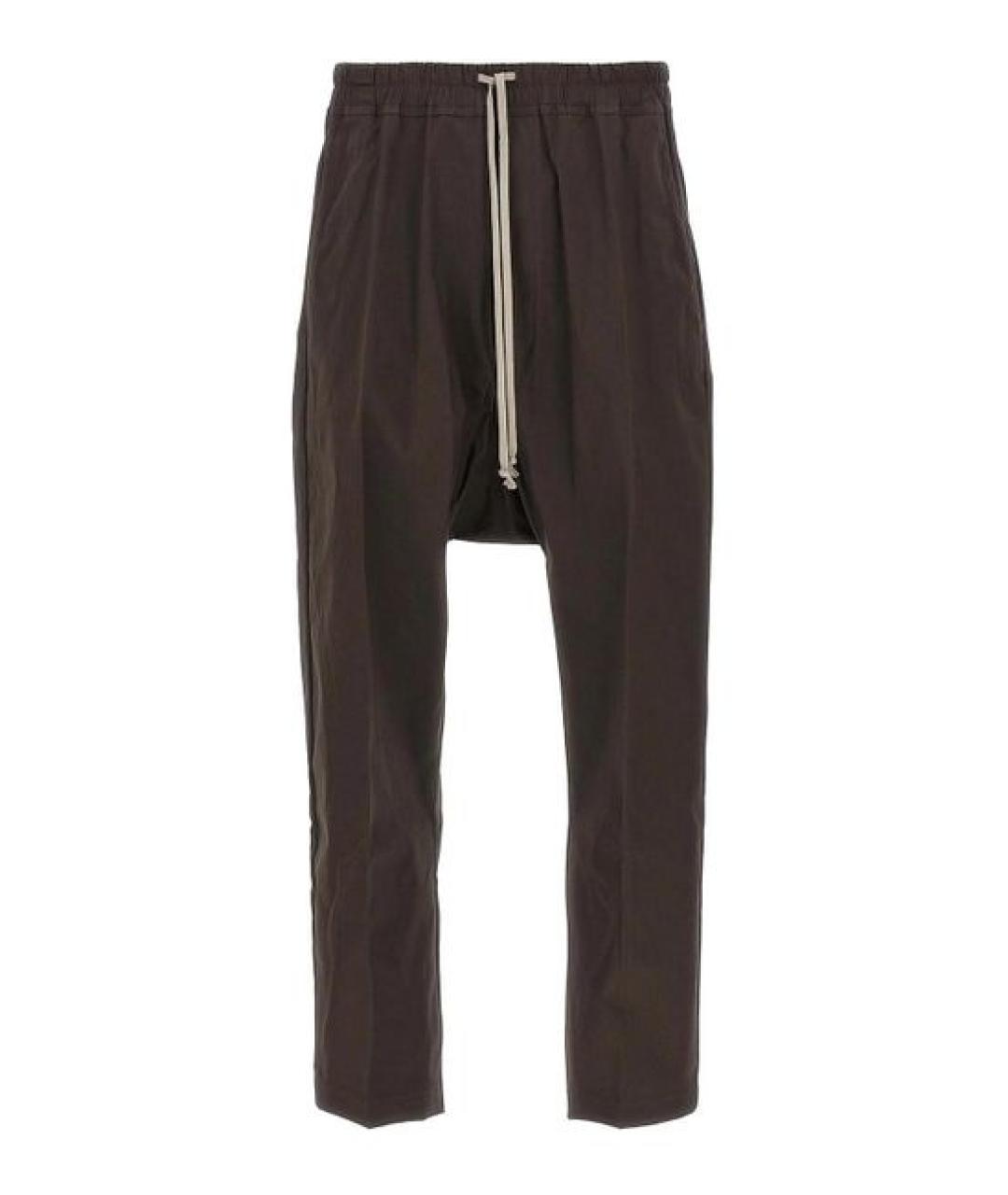 RICK OWENS Коричневые шерстяные прямые брюки, фото 1