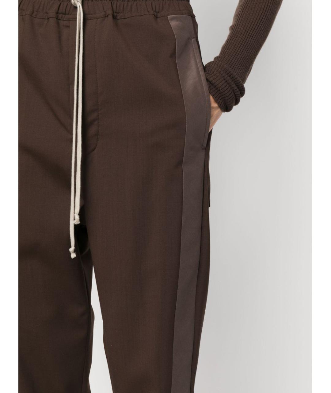 RICK OWENS Коричневые шерстяные прямые брюки, фото 6