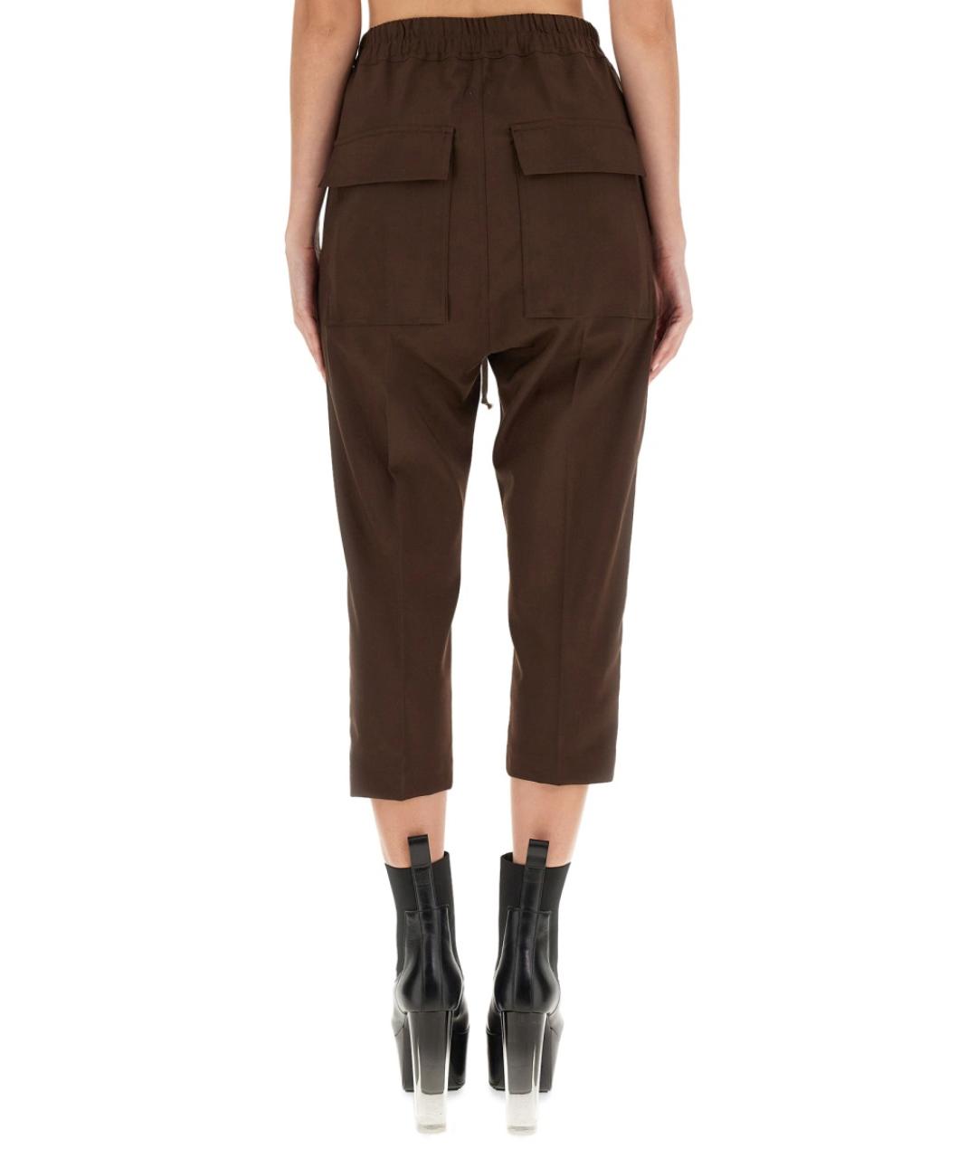 RICK OWENS Коричневые шерстяные прямые брюки, фото 4