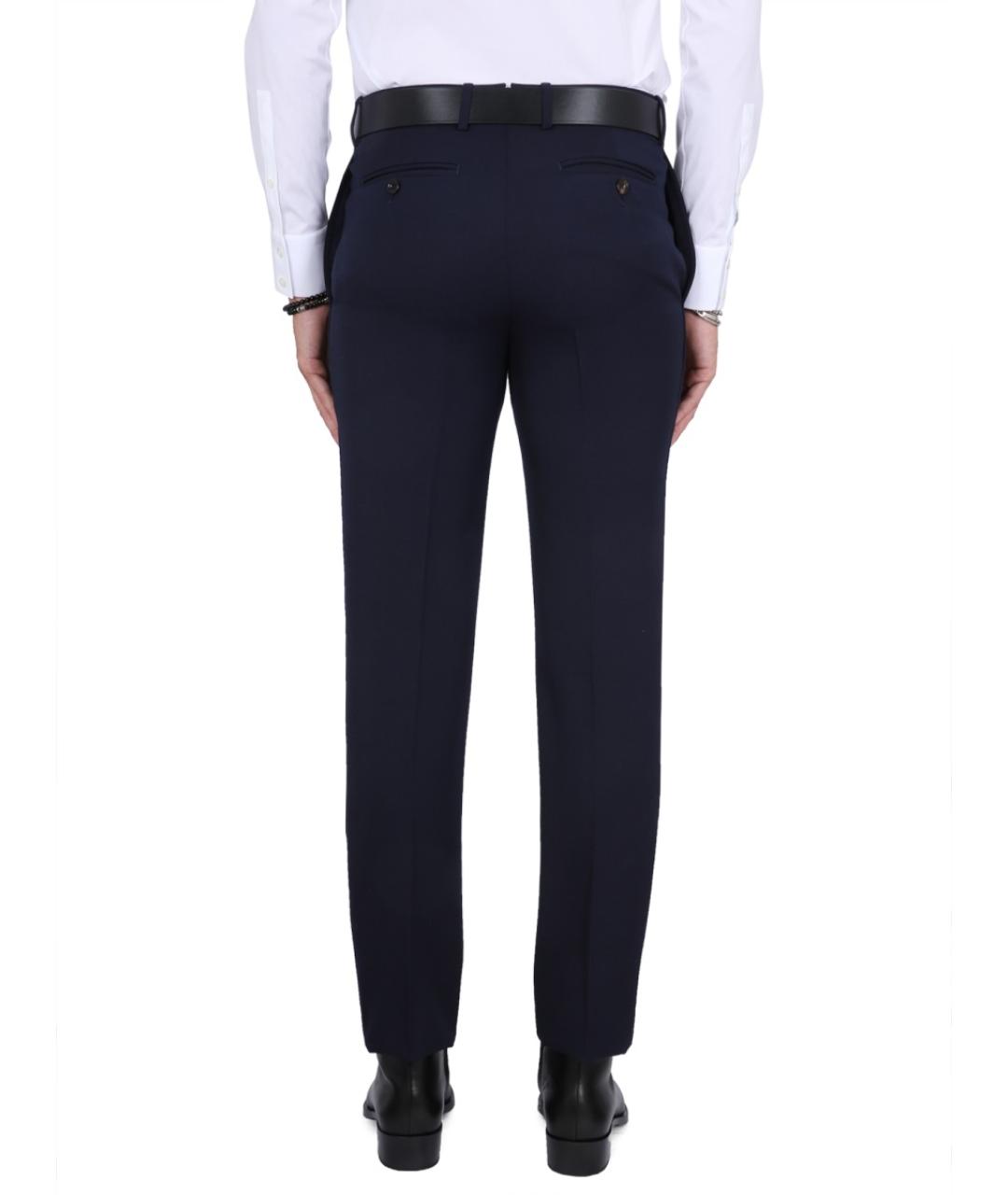 ALEXANDER MCQUEEN Синие шерстяные повседневные брюки, фото 4