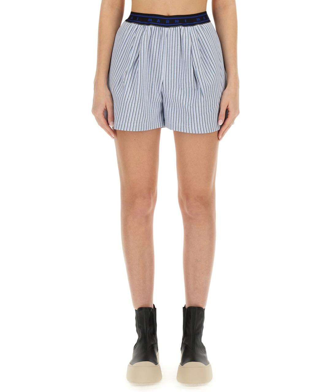 MARNI Голубые хлопковые шорты, фото 2