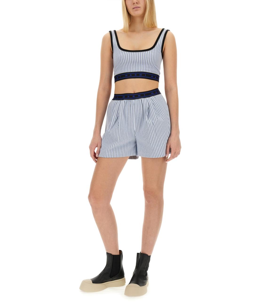 MARNI Голубые хлопковые шорты, фото 3