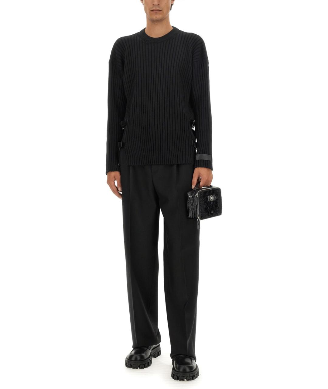 VERSACE Черные шерстяные повседневные брюки, фото 2