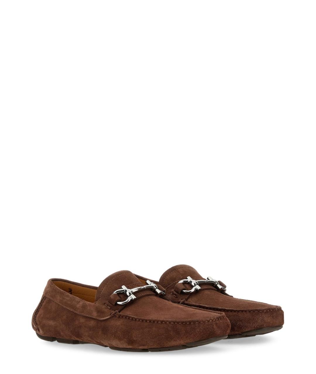 FERRAGAMO Коричневые замшевые лоферы, фото 2