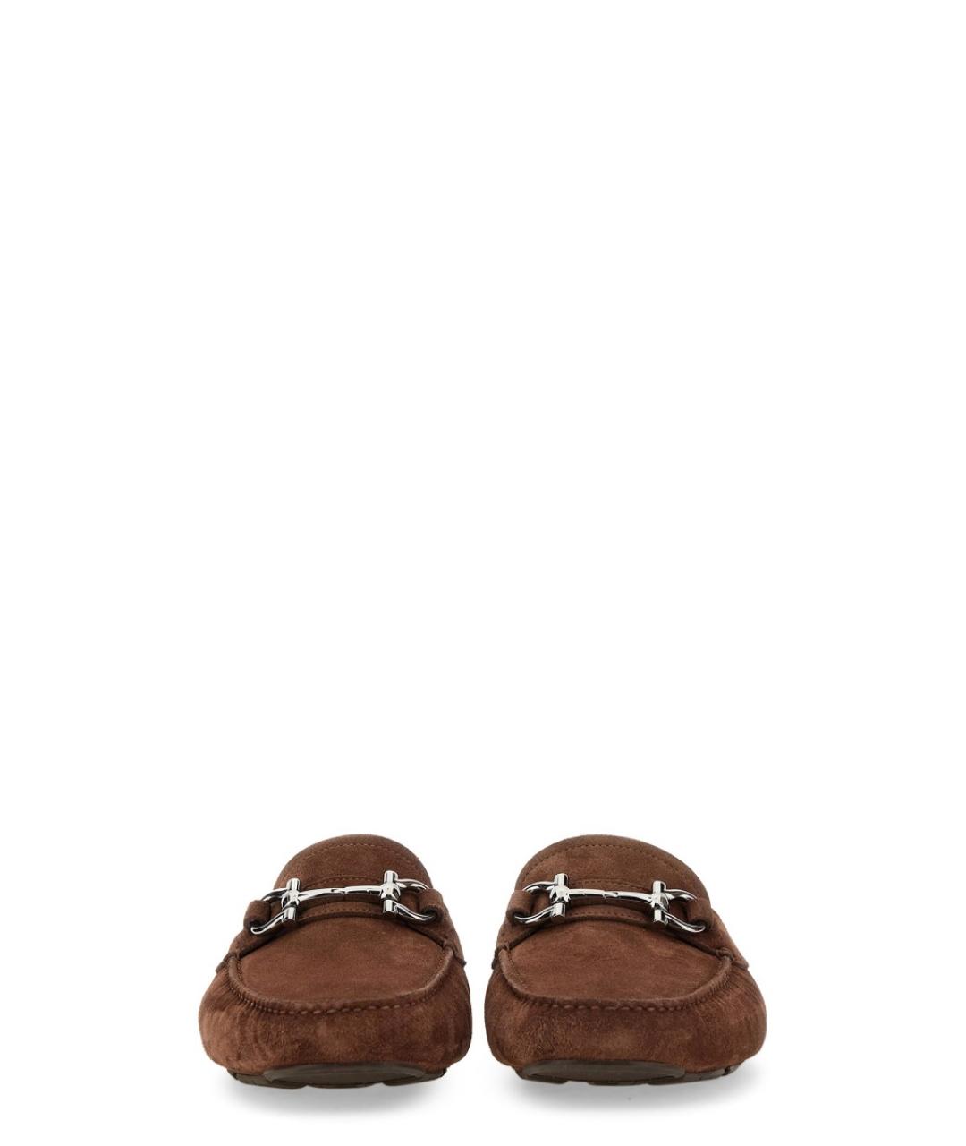 FERRAGAMO Коричневые замшевые лоферы, фото 4