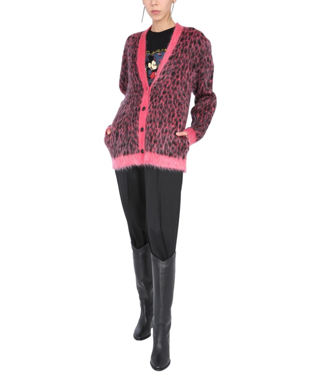 SAINT LAURENT Розовый шерстяной кардиган, фото 3