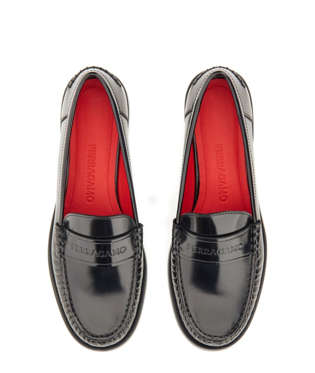 FERRAGAMO Черные кожаные лоферы, фото 2