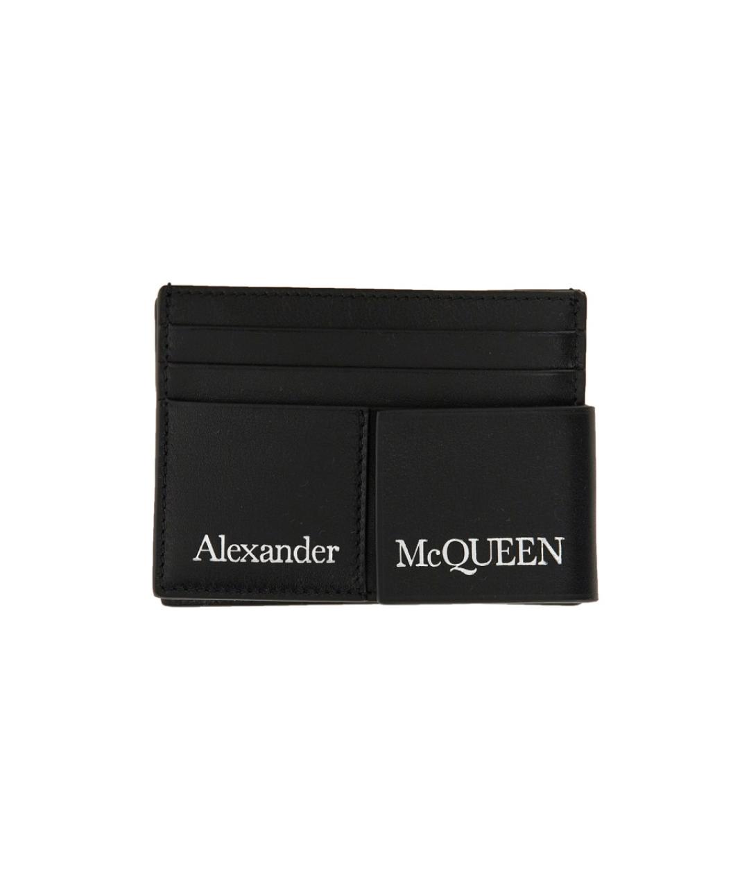 ALEXANDER MCQUEEN Черный кожаный кардхолдер, фото 1