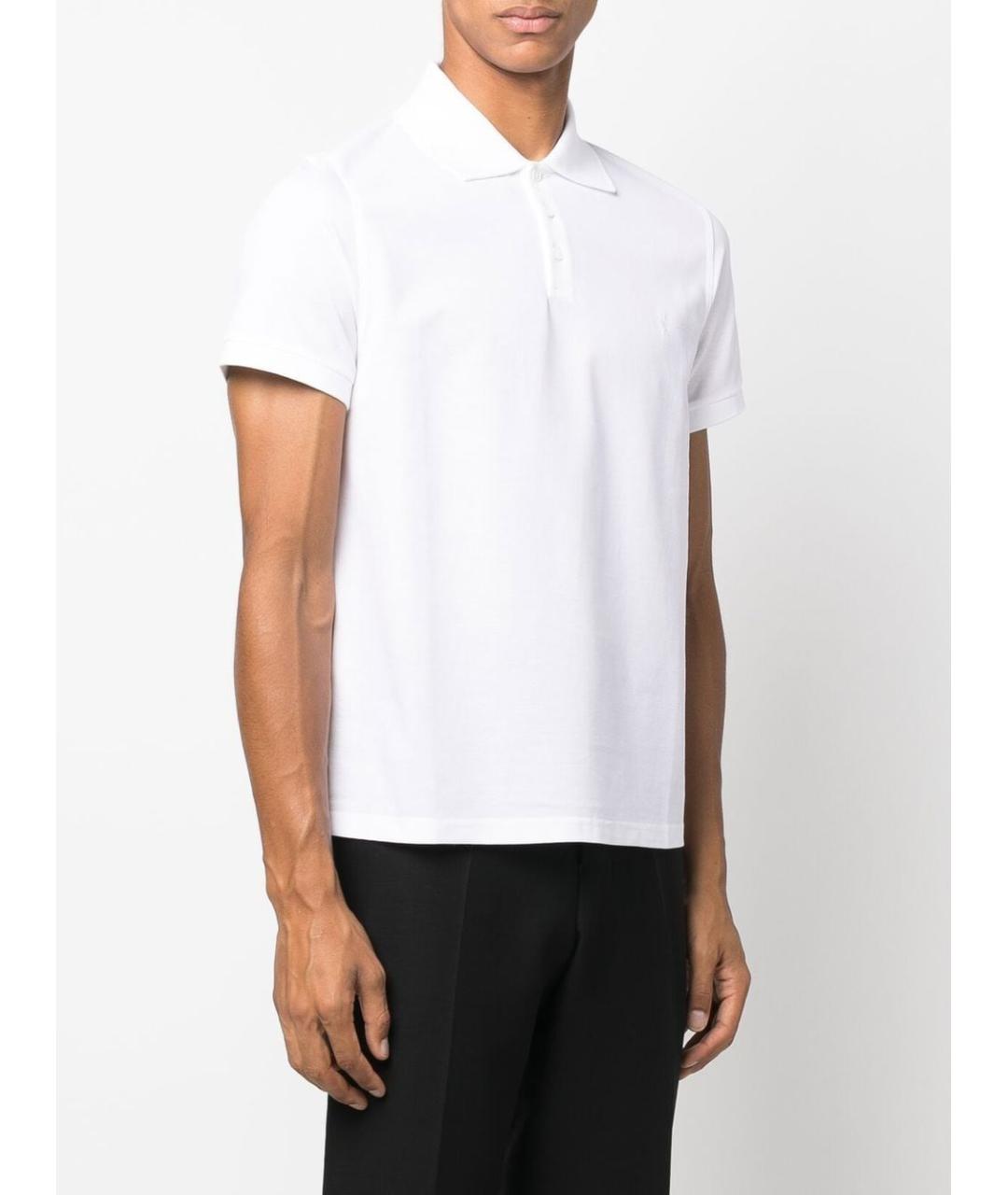 SAINT LAURENT Белое хлопковое поло с коротким рукавом, фото 2