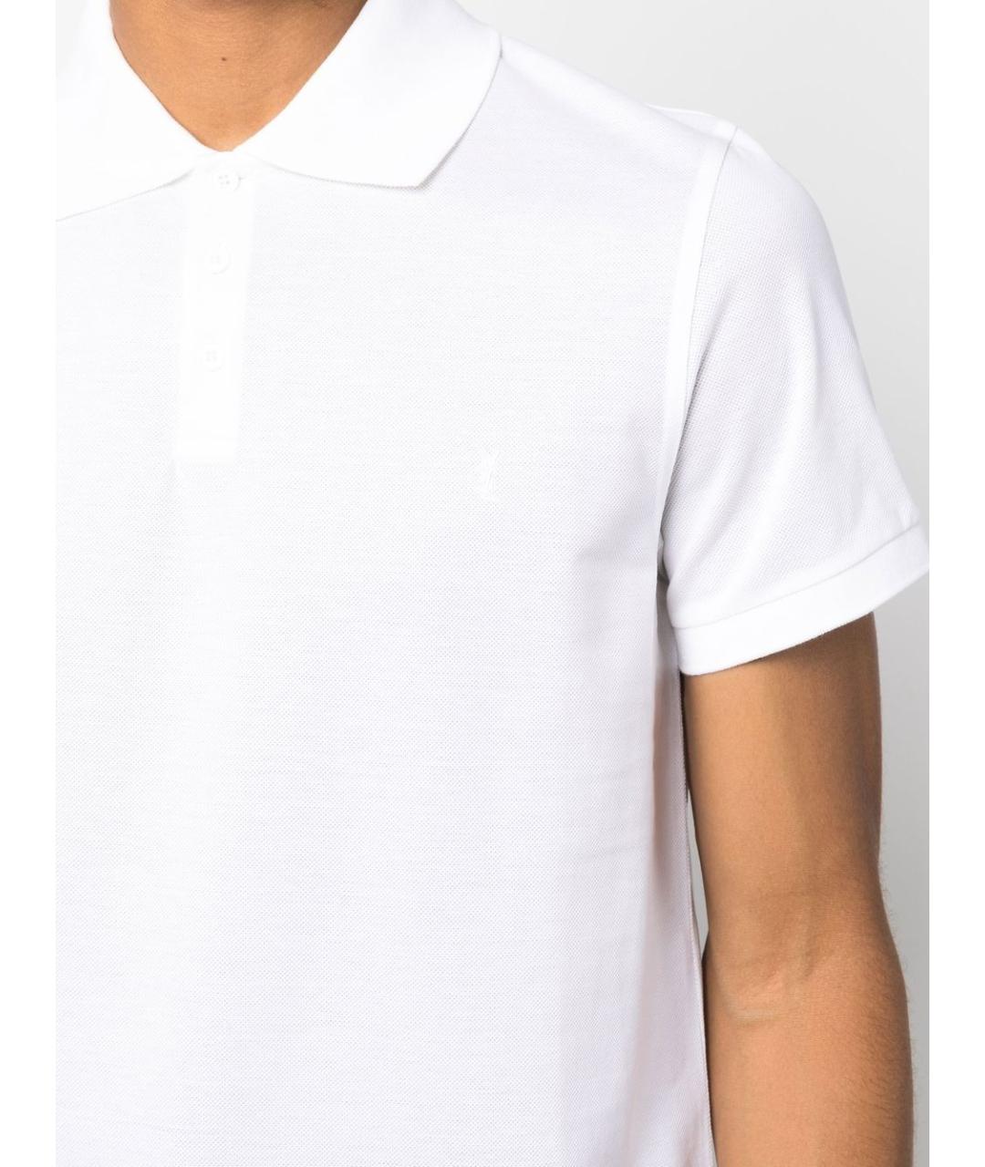 SAINT LAURENT Белое хлопковое поло с коротким рукавом, фото 3