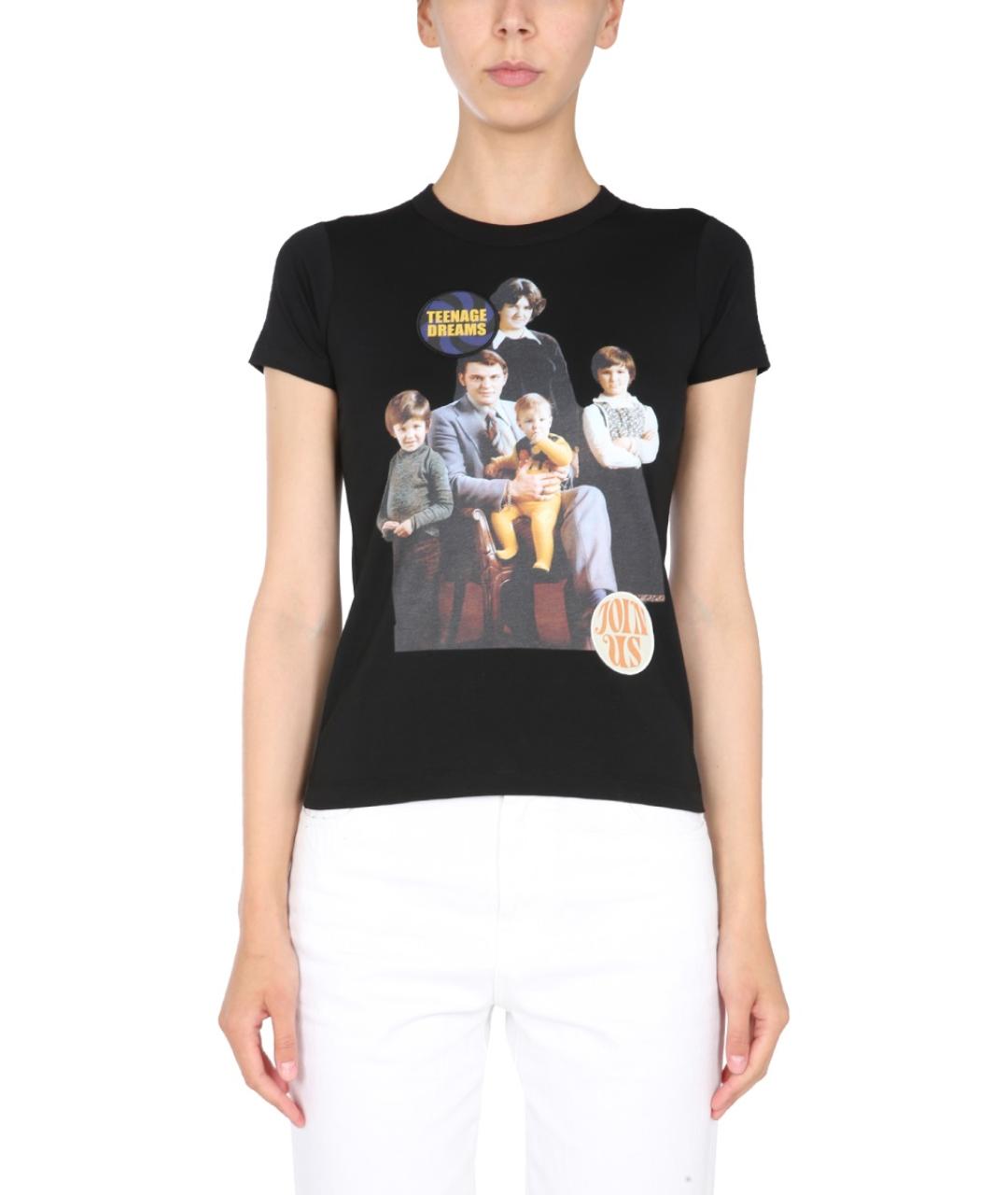 RAF SIMONS Черная хлопковая футболка, фото 2