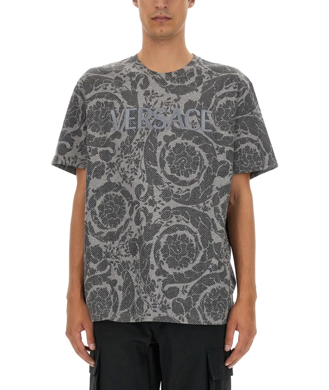 VERSACE Серая хлопковая футболка, фото 2