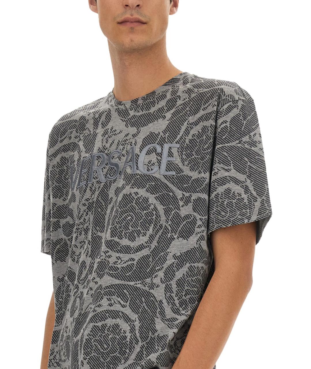 VERSACE Серая хлопковая футболка, фото 6