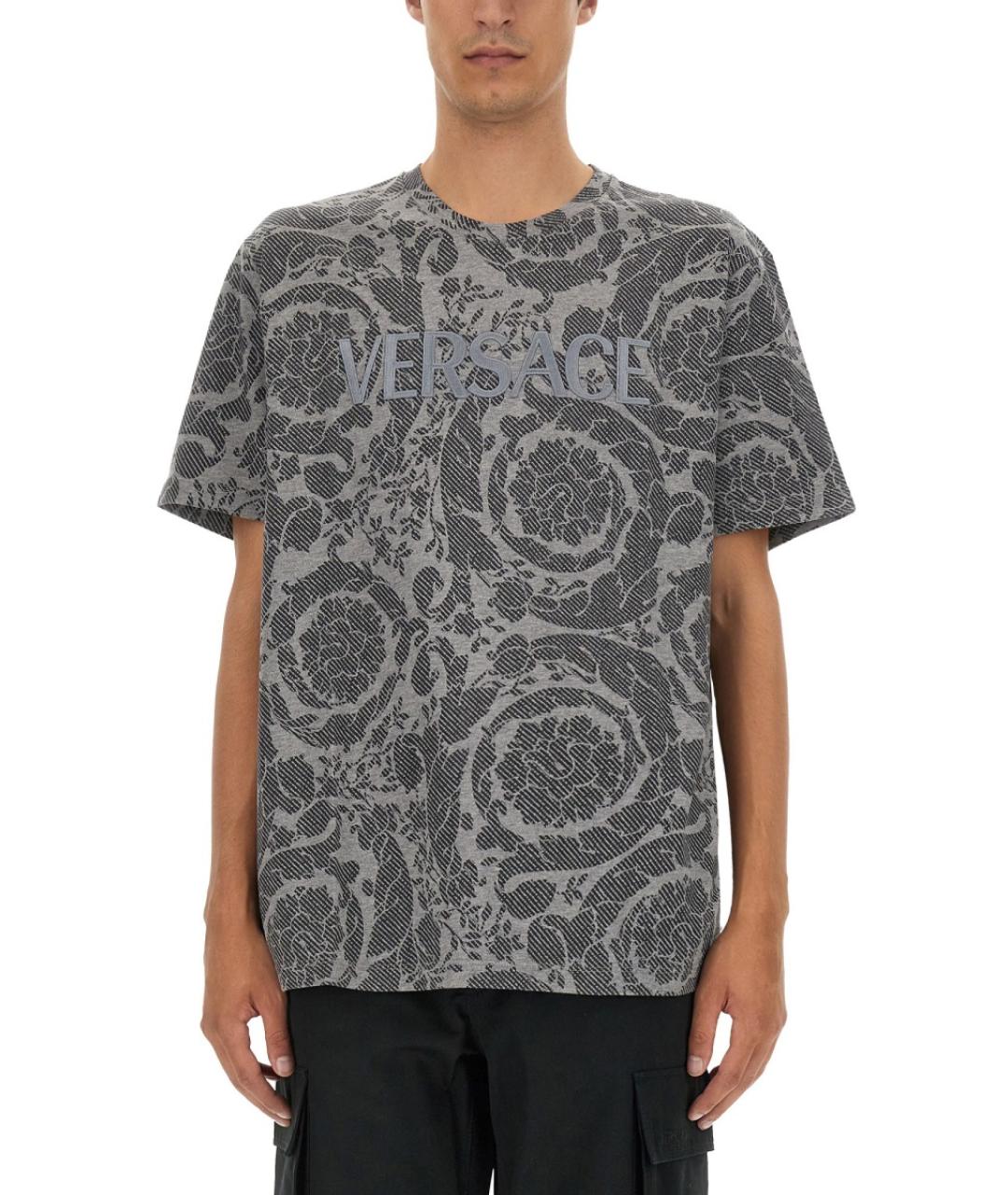VERSACE Серая хлопковая футболка, фото 4