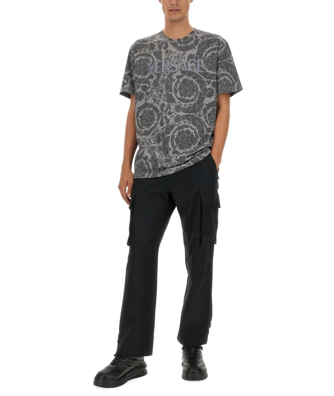 VERSACE Серая хлопковая футболка, фото 3