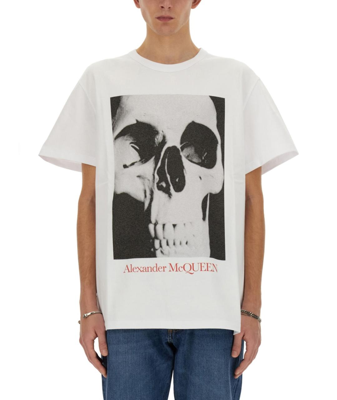 ALEXANDER MCQUEEN Белая хлопковая футболка, фото 2