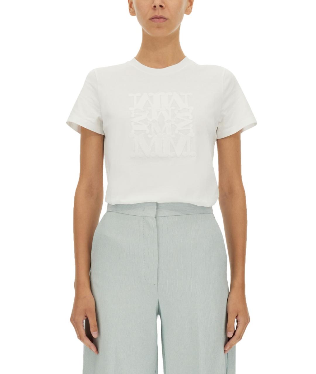 MAX MARA Белая хлопковая футболка, фото 2