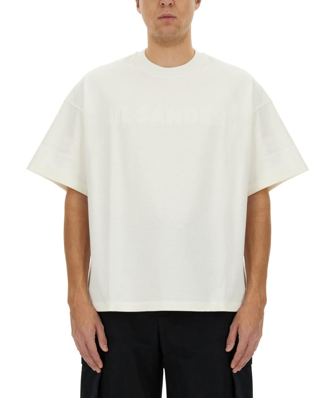 JIL SANDER Белая хлопковая футболка, фото 2