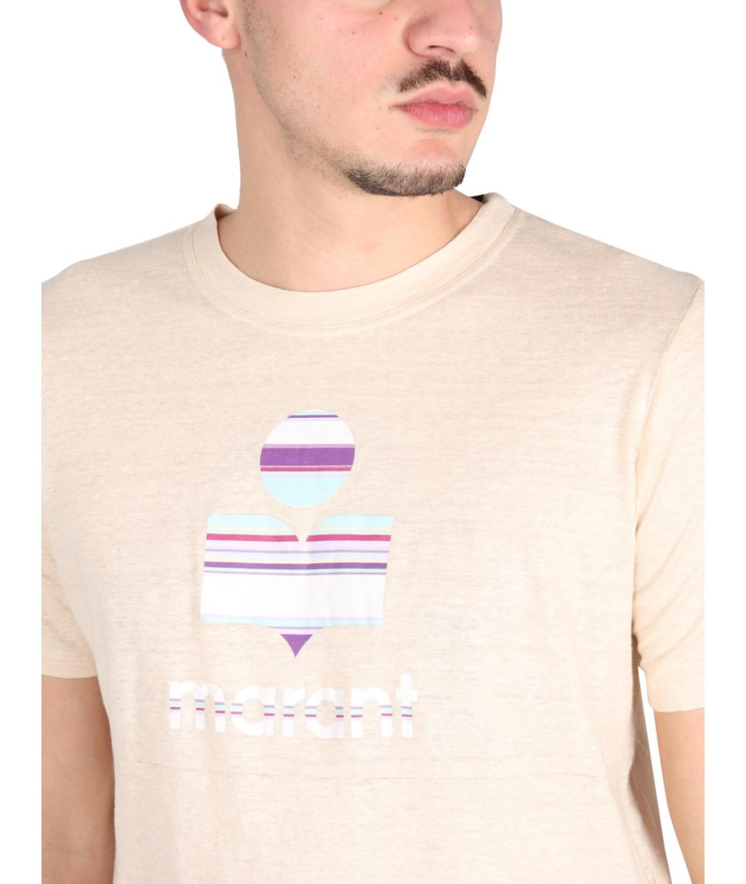 ISABEL MARANT Белая хлопко-леновая футболка, фото 4