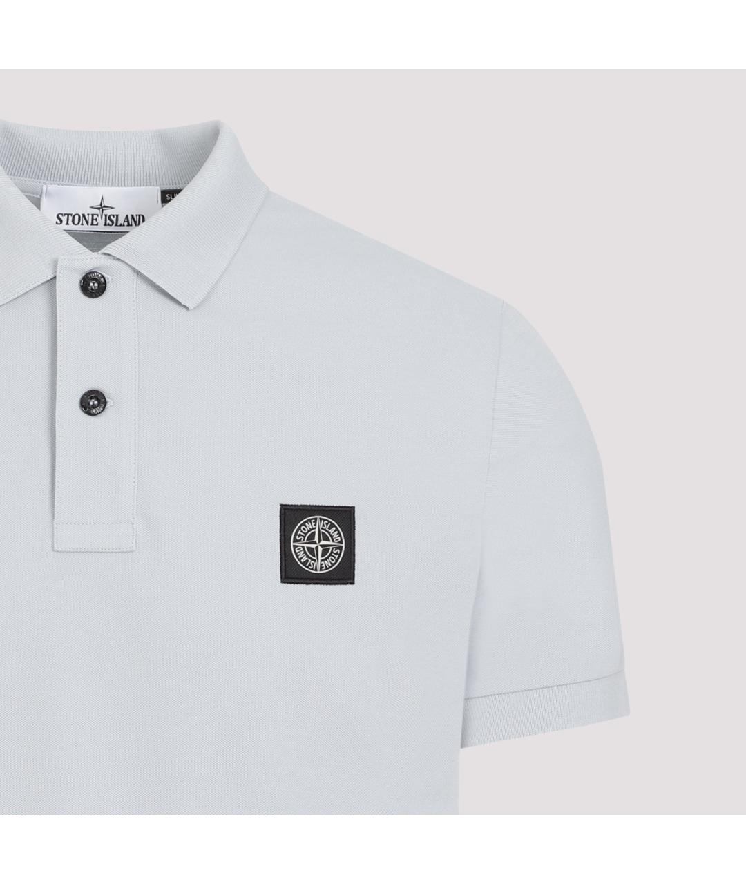 STONE ISLAND Голубое хлопковое поло с коротким рукавом, фото 3