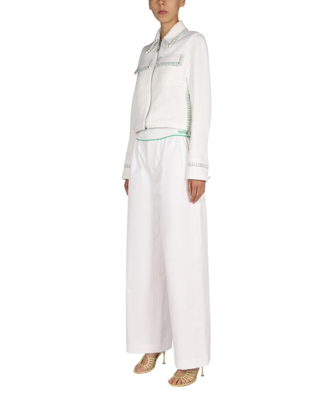 BOTTEGA VENETA Белые хлопковые прямые брюки, фото 2