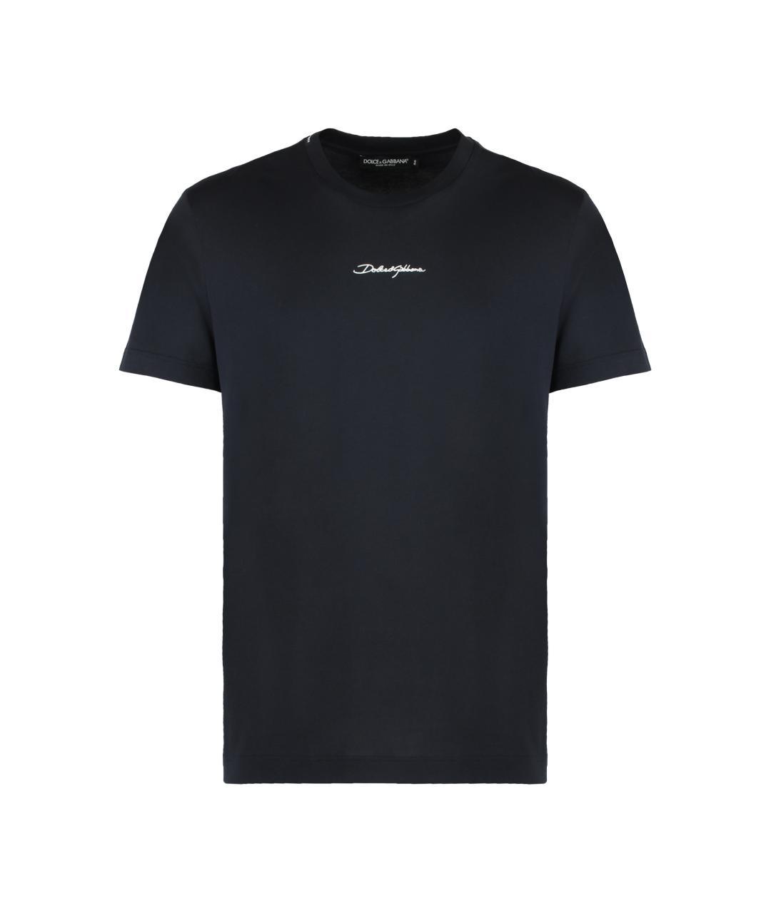DOLCE&GABBANA Темно-синяя хлопковая футболка, фото 1