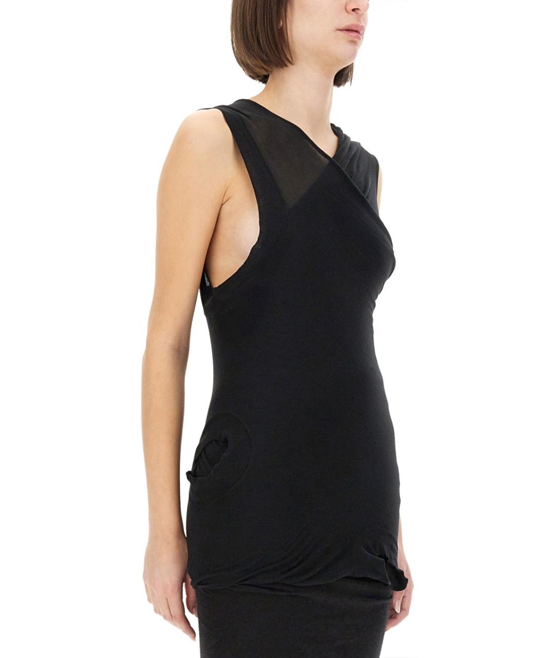 RICK OWENS Черная хлопковая майка, фото 4