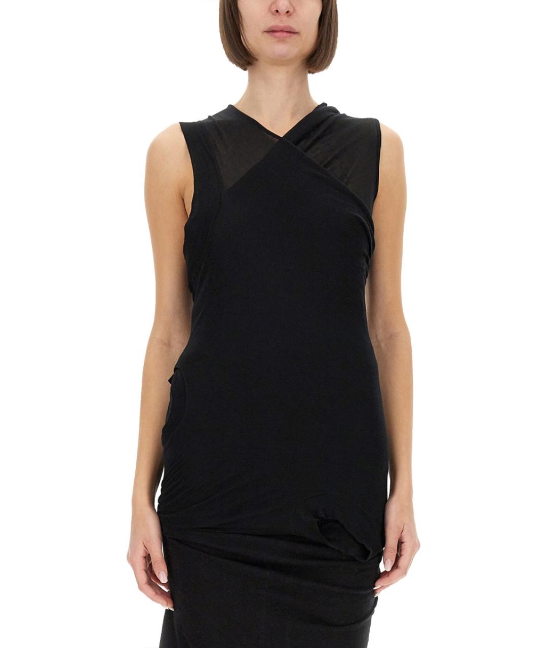 RICK OWENS Черная хлопковая майка, фото 5