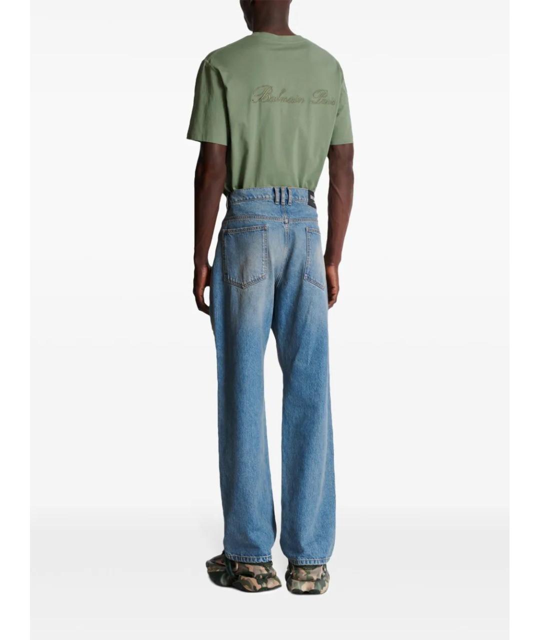 BALMAIN Голубые хлопковые прямые джинсы, фото 4