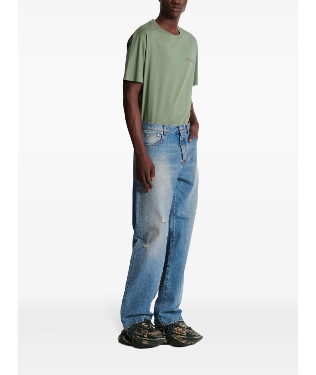 BALMAIN Голубые хлопковые прямые джинсы, фото 3