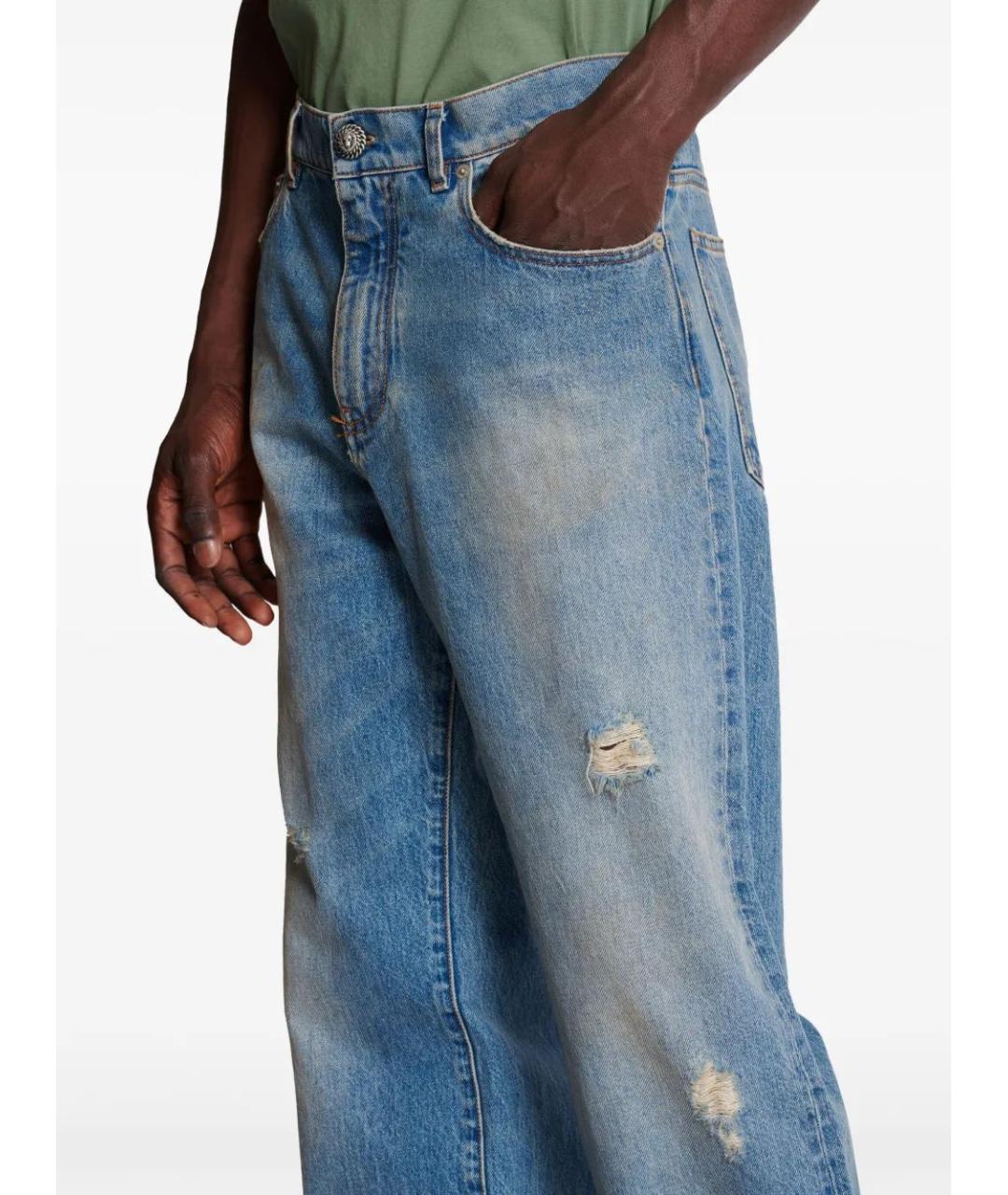 BALMAIN Голубые хлопковые прямые джинсы, фото 5