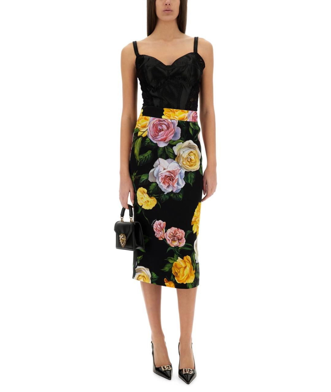 DOLCE&GABBANA Мульти шелковая юбка миди, фото 2