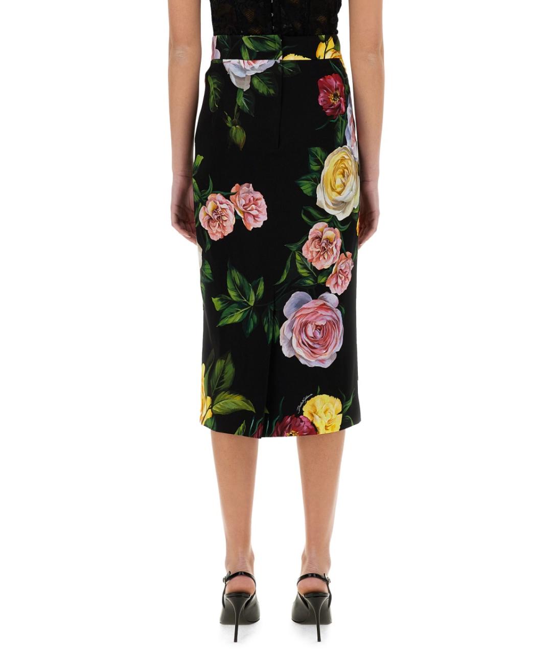 DOLCE&GABBANA Мульти шелковая юбка миди, фото 3