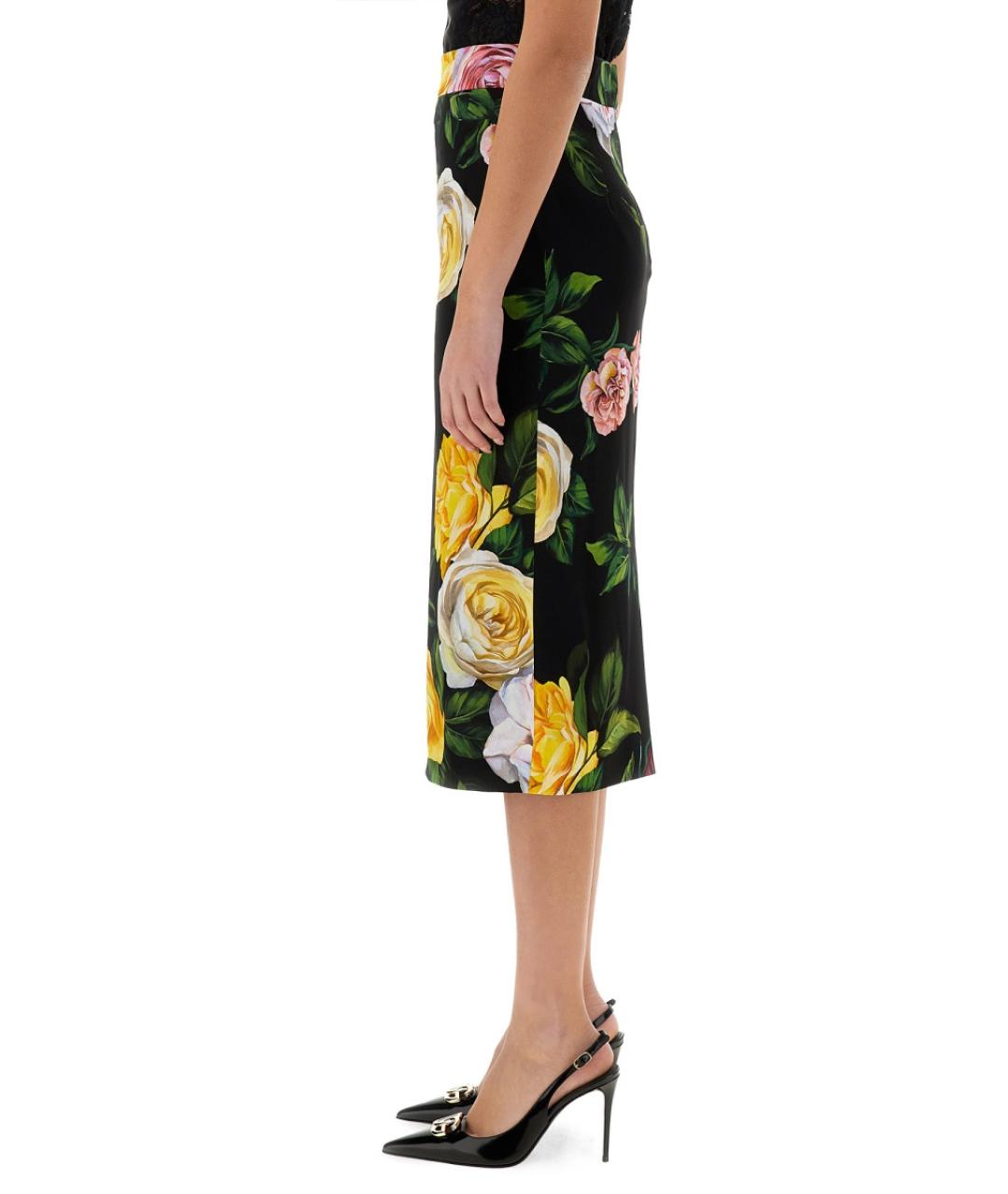 DOLCE&GABBANA Мульти шелковая юбка миди, фото 4