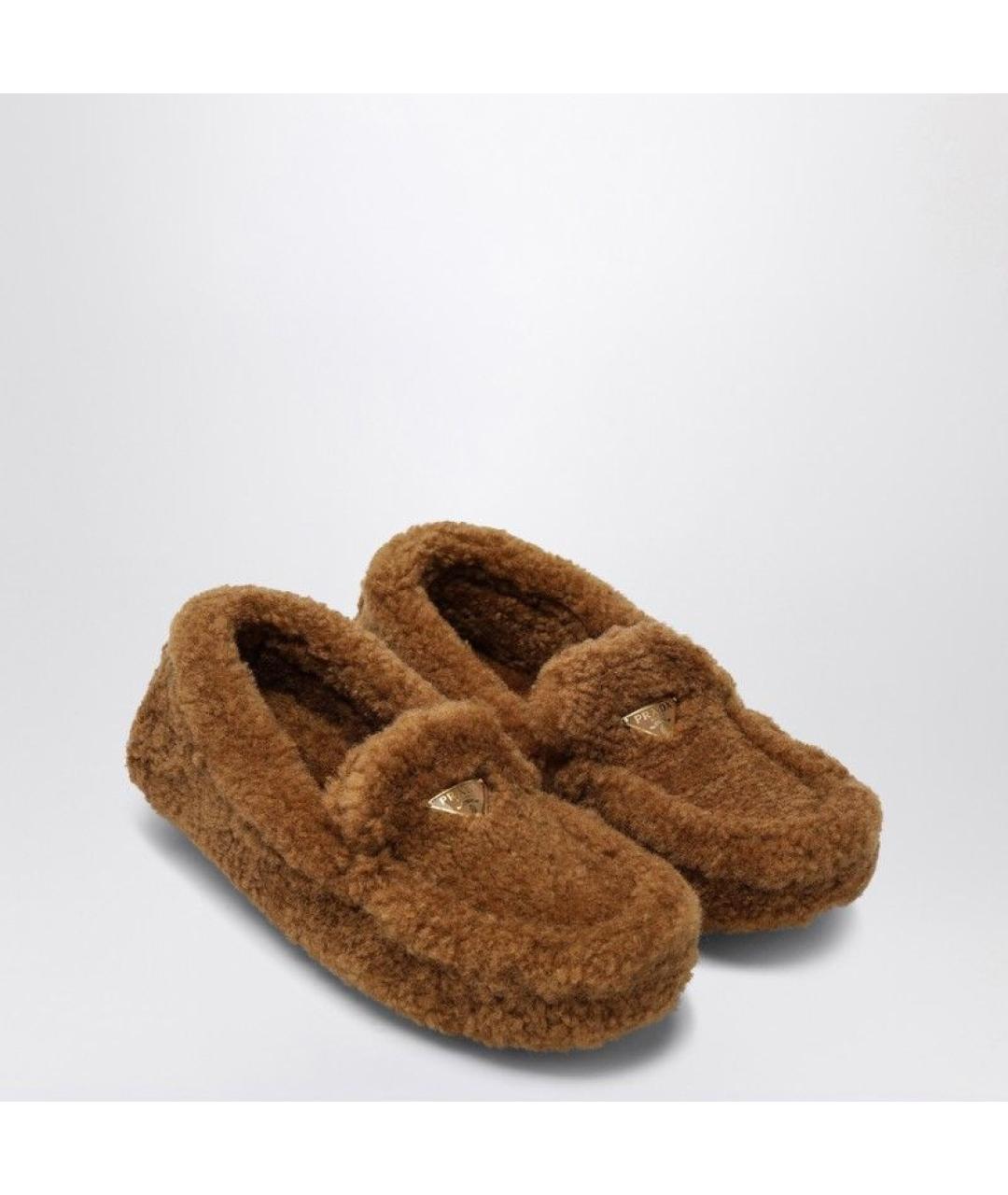 PRADA Коричневые текстильные мокасины, фото 2