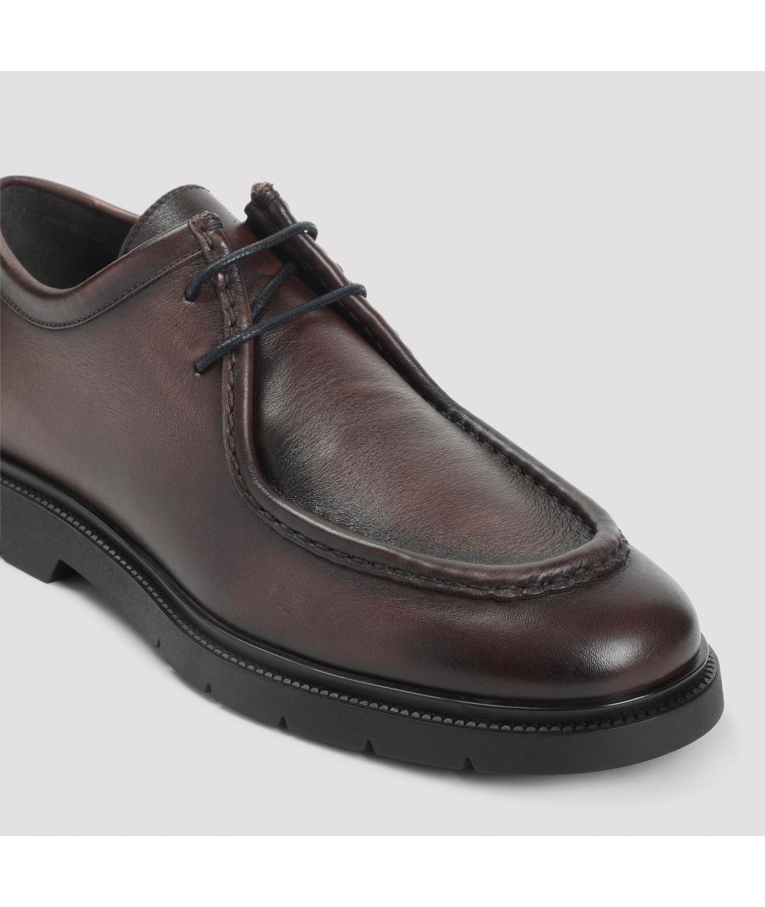 KITON Коричневые кожаные низкие ботинки, фото 5