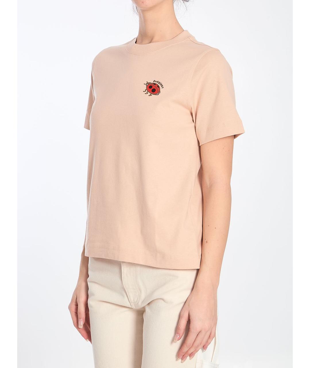 BURBERRY Бежевая хлопковая футболка, фото 3