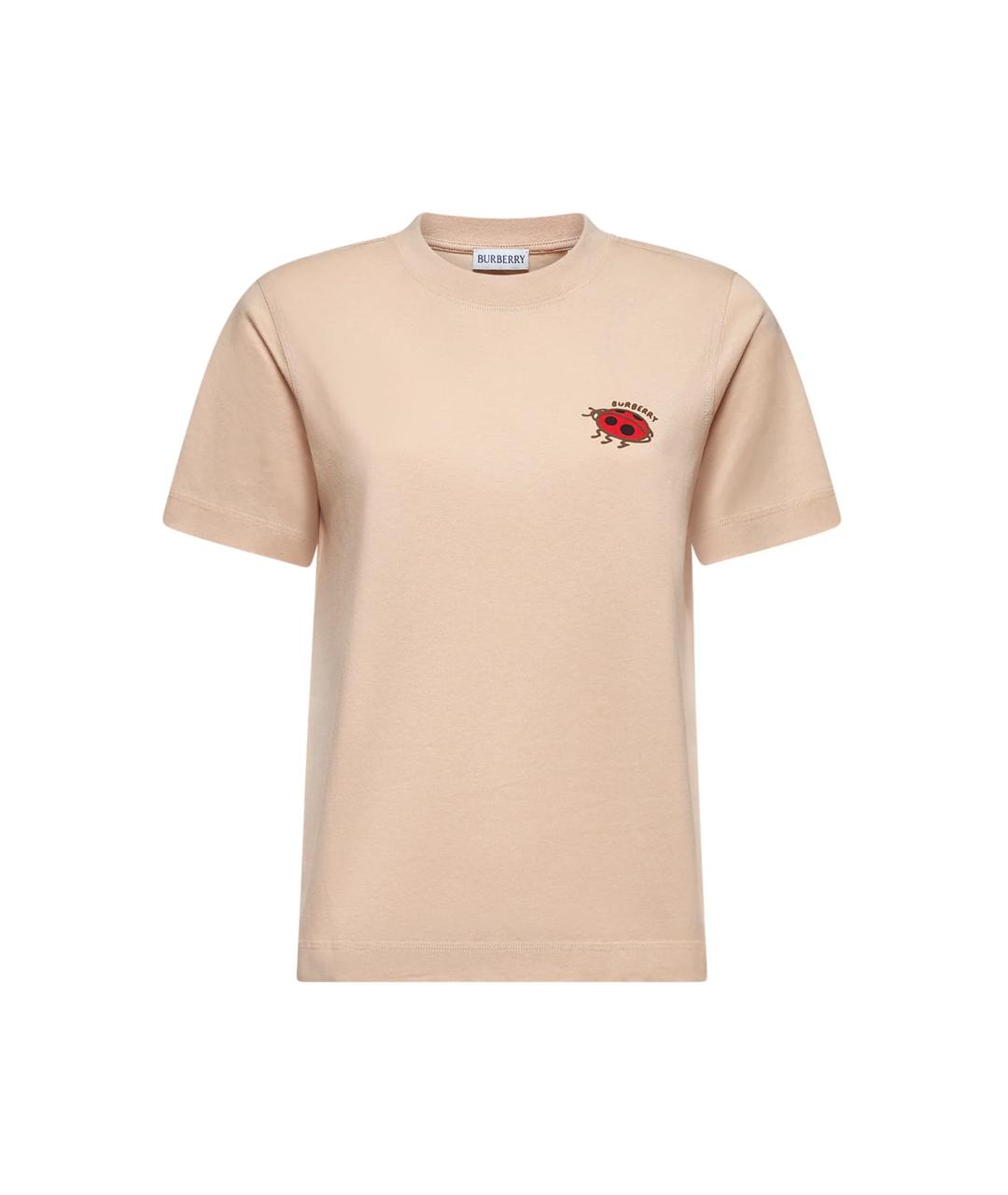 BURBERRY Бежевая хлопковая футболка, фото 1