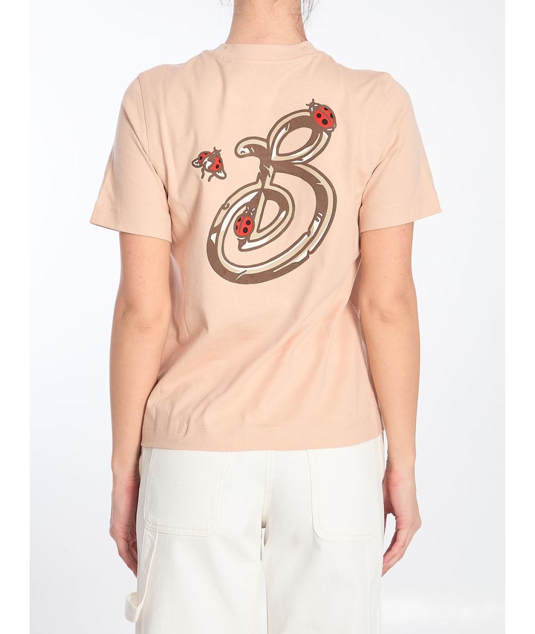 BURBERRY Бежевая хлопковая футболка, фото 5