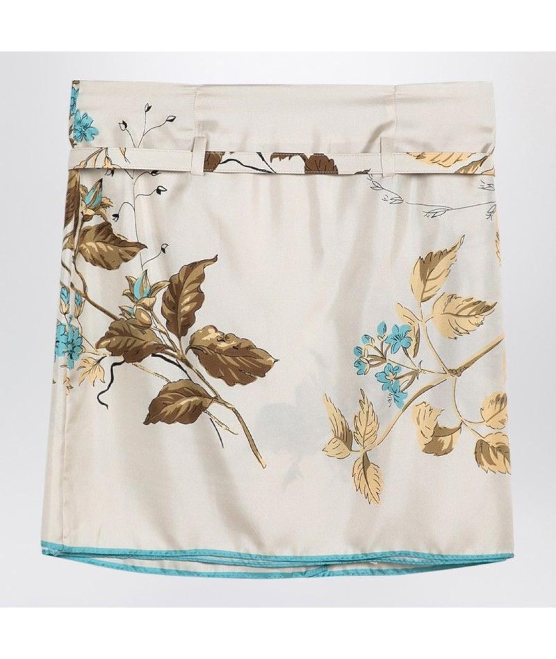 PRADA Бежевая шелковая юбка мини, фото 2