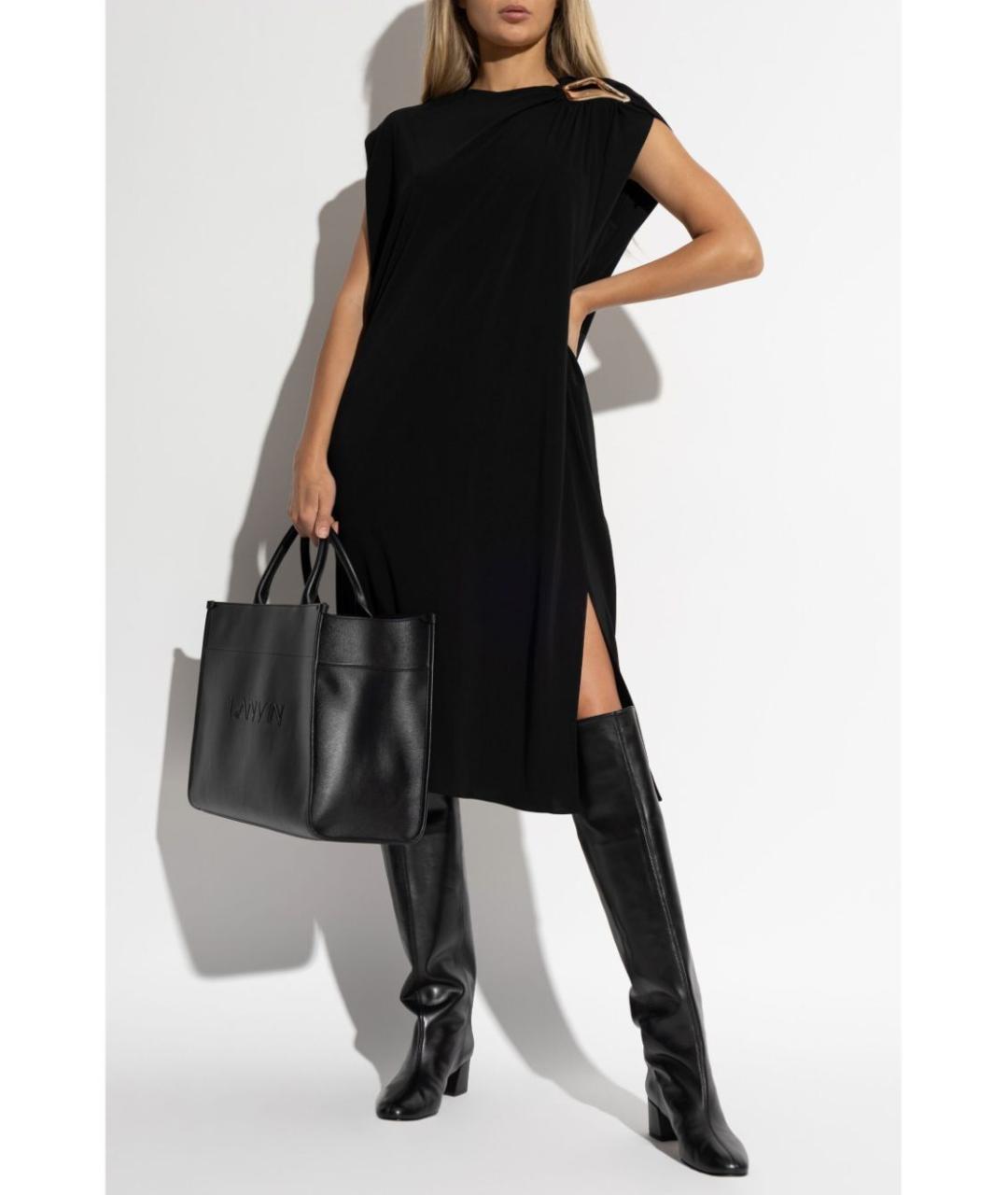 LANVIN Черное вискозное повседневное платье, фото 5