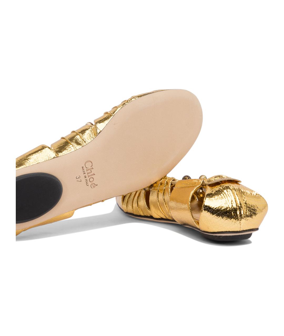 CHLOE Золотые кожаные балетки, фото 5