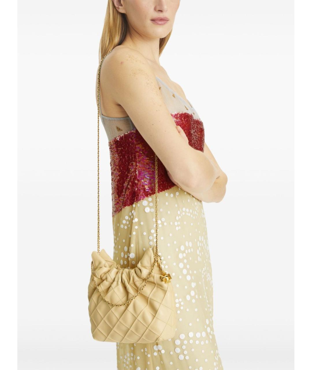 TORY BURCH Бежевая кожаная сумка через плечо, фото 5