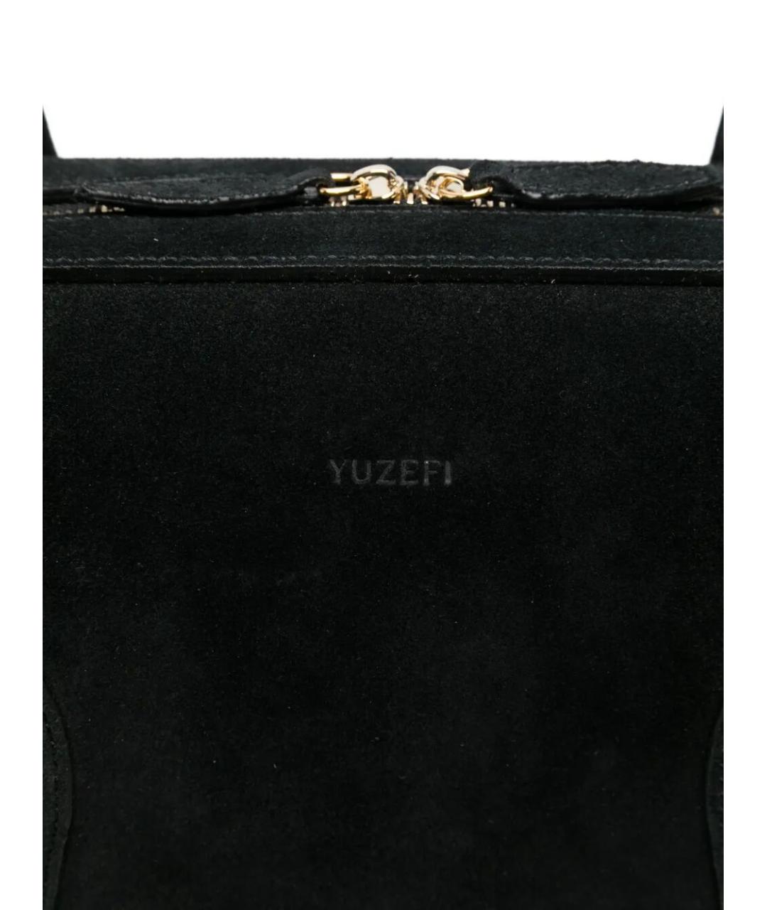 YUZEFI Черная кожаная сумка тоут, фото 3