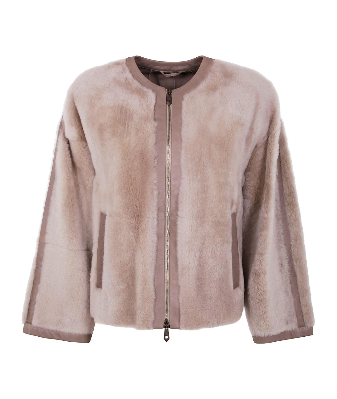 MAX MARA Бежевая кожаная дубленка, фото 1
