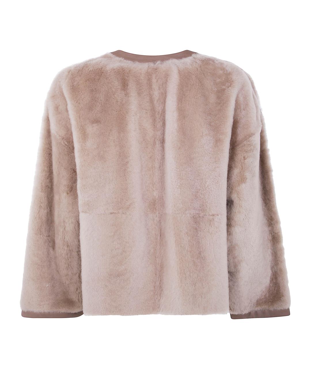 MAX MARA Бежевая кожаная дубленка, фото 2
