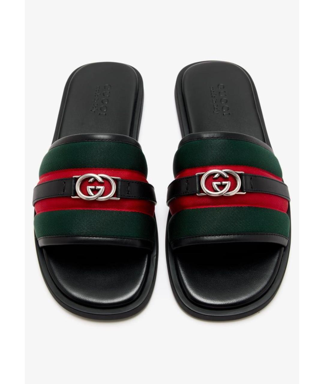 GUCCI Черные резиновые шлепанцы, фото 4
