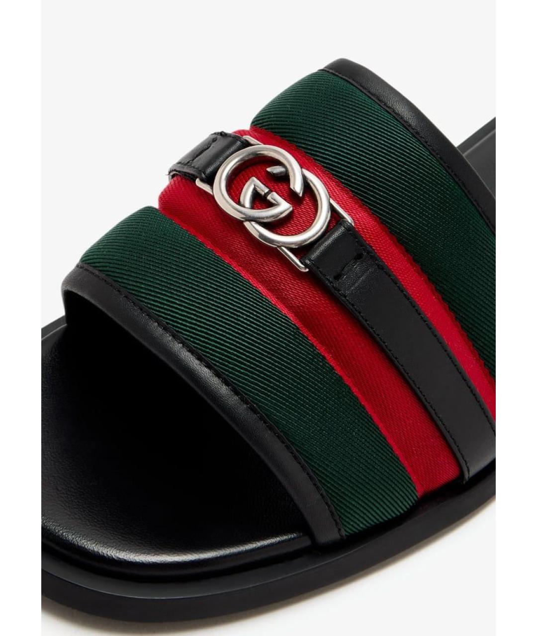 GUCCI Черные резиновые шлепанцы, фото 2
