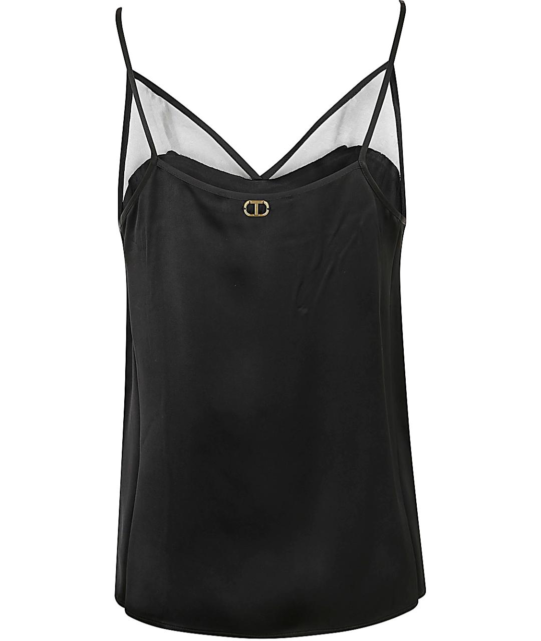 TWIN-SET Черная вискозная майка, фото 2